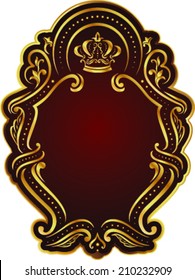 Vector Red and Gold Artistic Frame Element With Crown