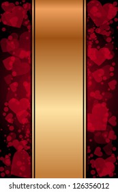 Vector red and gold background with hearts