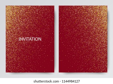 Vector red gold background for invitation, holiday, anniversary. The background is a wine color with sequins.