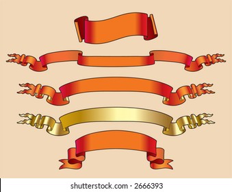 Banderas rojas y doradas vectoras