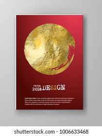 Vector Red and Gold Design Templates for Brochures, Flyers, Mobile Technologies, Applications, Online Services, Typographic Emblems, Logo, Banners and Infographic. Golden Abstract Modern Background.