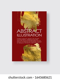 Vector Red and Gold Design Templates for Brochures, Flyers, Mobile Technologies, Applications, Online Services, Typographic Emblems, Logo, Banners and Infographic. Golden Abstract Modern Background.