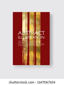 Plantillas de diseño Vector Red y Gold para folletos, volantes, tecnologías móviles, aplicaciones, servicios en línea, emblemas tipográficos, logotipos, banners e infográficos. Fondo De Oro Abstracto Moderno.