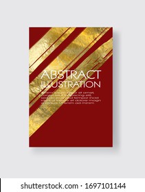 Vector Red and Gold Design Templates for Brochures, Flyers, Mobile Technologies, Applications, Online Services, Typographic Emblems, Logo, Banners and Infographic. Golden Abstract Modern Background.