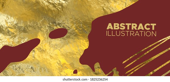 Plantillas de diseño de oro y rojo vectores para folletos, volantes, tecnologías móviles, aplicaciones, servicios en línea, emblemas tipográficos, logotipos, banners e infografía. Fondo Resumen de Oro.