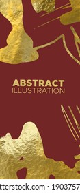 Plantillas de diseño de oro y rojo vectores para folletos, volantes, tecnologías móviles, aplicaciones, servicios en línea, emblemas tipográficos, logotipos, banners e infografía. Fondo Resumen de Oro.