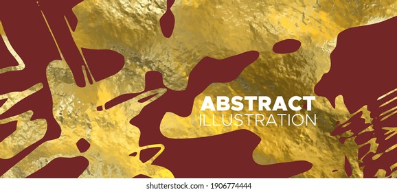 Vector Red and Gold Design Templates for Brochures, Flyers, Mobile Technologies, Applications, Online Services, Typographic Emblems, Logo, Banners and Infographic. Golden Abstract Background.