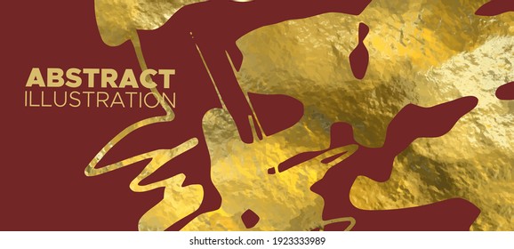 Vector Red and Gold Design Templates for Brochures, Flyers, Mobile Technologies, Applications, Online Services, Typographic Emblems, Logo, Banners and Infographic. Golden Abstract Background.