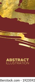 Vektor-Red- und Gold-Design-Vorlagen für Broschüren, Flyer, Mobiltechnologie, Anwendungen, Online-Dienste, typografische Embleme, Logo, Banner und Infografiken. Goldener abstrakter Hintergrund.