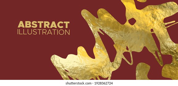 Vector Red and Gold Design Templates for Brochures, Flyers, Mobile Technologies, Applications, Online Services, Typographic Emblems, Logo, Banners and Infographic. Golden Abstract Background.