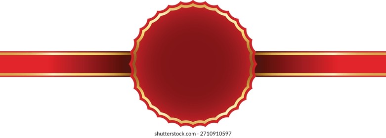 Vector of Red and Gold Elegant Seal with Ribbon