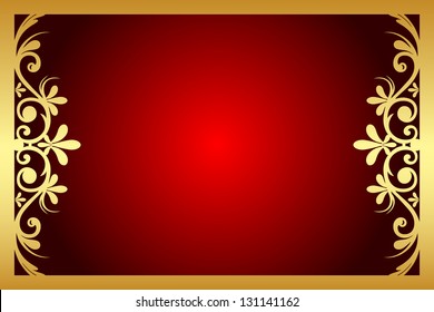 Vector Red Gold Floral Frame Stock Vector (Royalty Free) 131141162