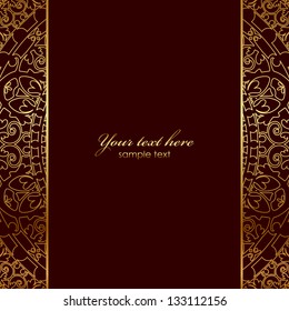 Vector red & gold frame with oriental ornament