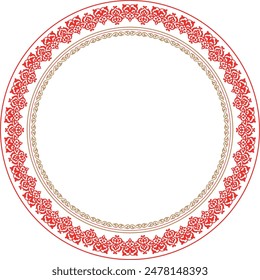 Vector red gold Kazakh national round pattern, frame template, ornaments. Ethnic ornament, frame template peoples of Asia, Kazakhs, Kirghiz, Kalmyks, Mongols,Turkmens.  For sandblasting and ceramics 