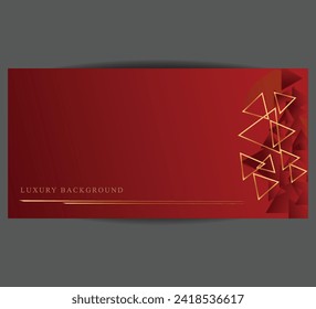 Vector Red and Gold luxury triangle abstract Background