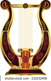 Vector Red and Gold Lyre / Harp