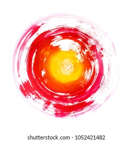 Vector red and gold paint smear stroke stain set. Abstract gold glittering textured art illustration. Gold Texture Paint Stain Illustration. Hand drawn brush circle vector elements. Acrilyc strokes.