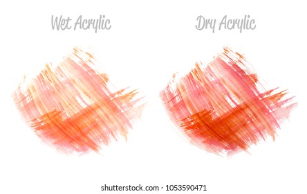 Vector red and gold paint smear stroke stain set. Abstract gold glittering textured art illustration. Gold Texture Paint Stain Illustration. Hand drawn brush strokes vector elements. Acrilyc strokes.