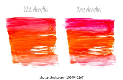 Vector red and gold paint smear stroke stain set. Abstract gold glittering textured art illustration. Gold Texture Paint Stain Illustration. Hand drawn brush strokes vector elements. Acrilyc strokes.
