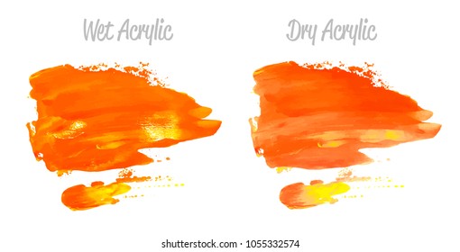 Vector red and gold paint smear stroke stain set. Abstract gold glittering textured art illustration. Gold Texture Paint Stain Illustration. Hand drawn brush strokes vector elements. Color of Spain.