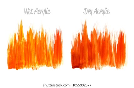 Vector red and gold paint smear stroke stain set. Abstract gold glittering textured art illustration. Gold Texture Paint Stain Illustration. Hand drawn brush strokes vector elements. Color of Spain.