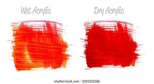 Vector red and gold paint smear stroke stain set. Abstract gold glittering textured art illustration. Gold Texture Paint Stain Illustration. Hand drawn brush strokes vector elements. Color of Spain.