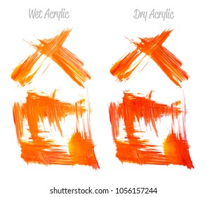 Vector red and gold paint smear stroke stain set. Abstract gold glittering textured art illustration. Gold Texture Paint Stain Illustration. Hand drawn brush strokes vector elements. Color of Spain.