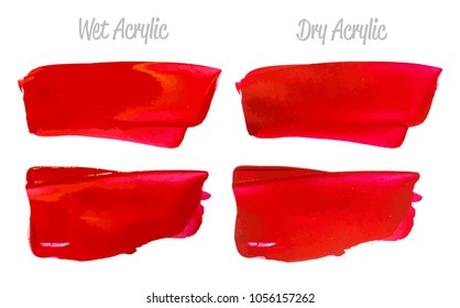 Vector red and gold paint smear stroke stain set. Abstract gold glittering textured art illustration. Gold Texture Paint Stain Illustration. Hand drawn brush strokes vector elements. Color of Spain.