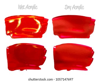 Vector red and gold paint smear stroke stain set. Abstract gold glittering textured art illustration. Gold Texture Paint Stain Illustration. Hand drawn brush strokes vector elements. Color of Spain.