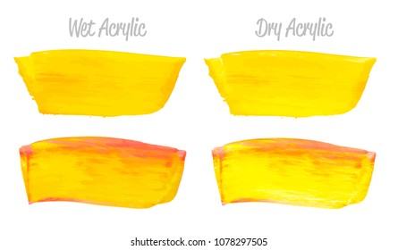 Vector red and gold paint smear stroke stain set. Abstract gold glittering textured art illustration. Gold Texture Paint Stain Illustration. Hand drawn brush strokes vector elements. Color of Spain.