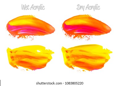 Vector red and gold paint smear stroke stain set. Abstract gold glittering textured art illustration. Gold Texture Paint Stain Illustration. Hand drawn brush strokes vector elements. Color of Spain.