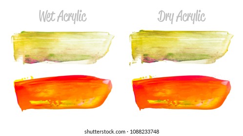Vector red and gold paint smear stroke stain set. Abstract gold glittering textured art illustration. Gold Texture Paint Stain Illustration. Hand drawn brush strokes vector elements. Color of Spain.