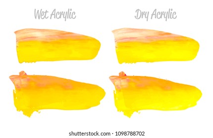 Vector red and gold paint smear stroke stain set. Abstract gold glittering textured art illustration. Gold Texture Paint Stain Illustration. Hand drawn brush strokes vector elements. Red, yellow.