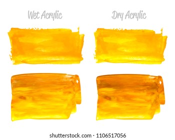 Vector red and gold paint smear stroke stain set. Abstract gold glittering textured art illustration. Gold Texture Paint Stain Illustration. Hand drawn brush strokes vector elements. Color of Spain.
