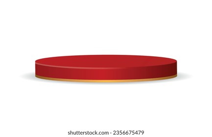 Estadio de podio rojo vectorial y dorado sobre fondo blanco