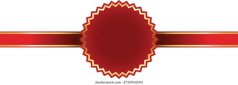 Vector del elemento de diseño de la insignia de la cinta roja y dorada