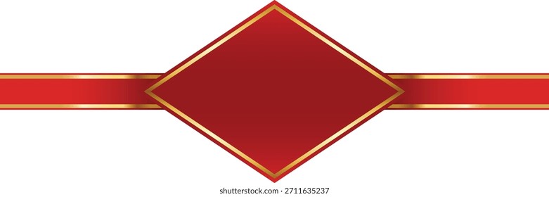 Vector del elemento de diseño de la insignia de la cinta roja y dorada