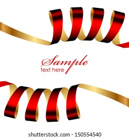 Vector red and gold ribbon frame