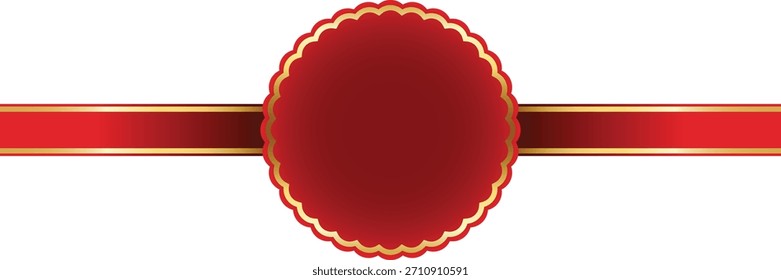 Elemento de diseño de insignia de cinta de roseta roja y dorada del Vector