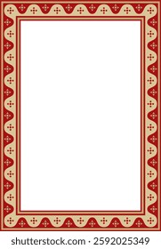 Vector red and gold square gothic ornament. Medieval European rectangle, border. Classic pattern of the Germans, Angles, Saxons, Franks.
