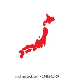 Vector red gradient of Japan map on white background.