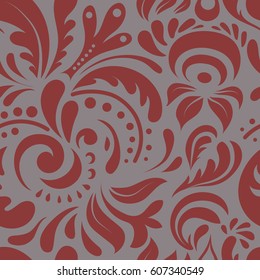 Vector red and gray damask lace doodle ornament. Delicate intricate decorated for wedding ceremonies, anniversary, party, events.