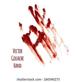 Vector red greased hand imprint of gouache