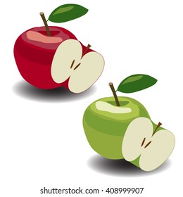 Vector red and green apples