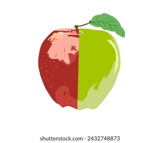 vector of red and green apples on a white background