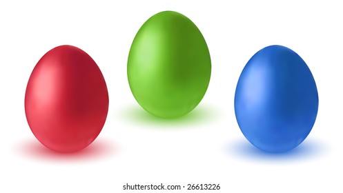Vector Red, Green and Blue Eggs