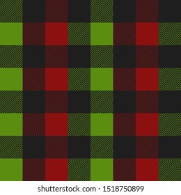Vector red and green Buffalo Check Plaid Seamless Pattern illustration for printing on paper, wallpaper, covers, textiles, fabrics, for decoration, decoupage, and other.