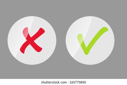 Vector Red and Green Check Mark Icons 