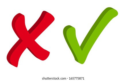 Vector Red and Green Check Mark Icons 