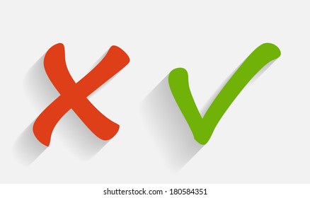 Vector Red and Green Check Mark Icons 